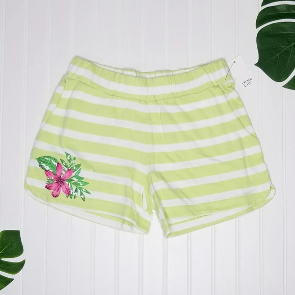 NWT Crown & Ivy Striped Floral Soft Knit Shorts XS - Picture 1 of 2